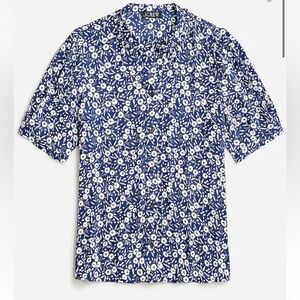J Crew Puff-sleeve button-up top in garden stamp floral